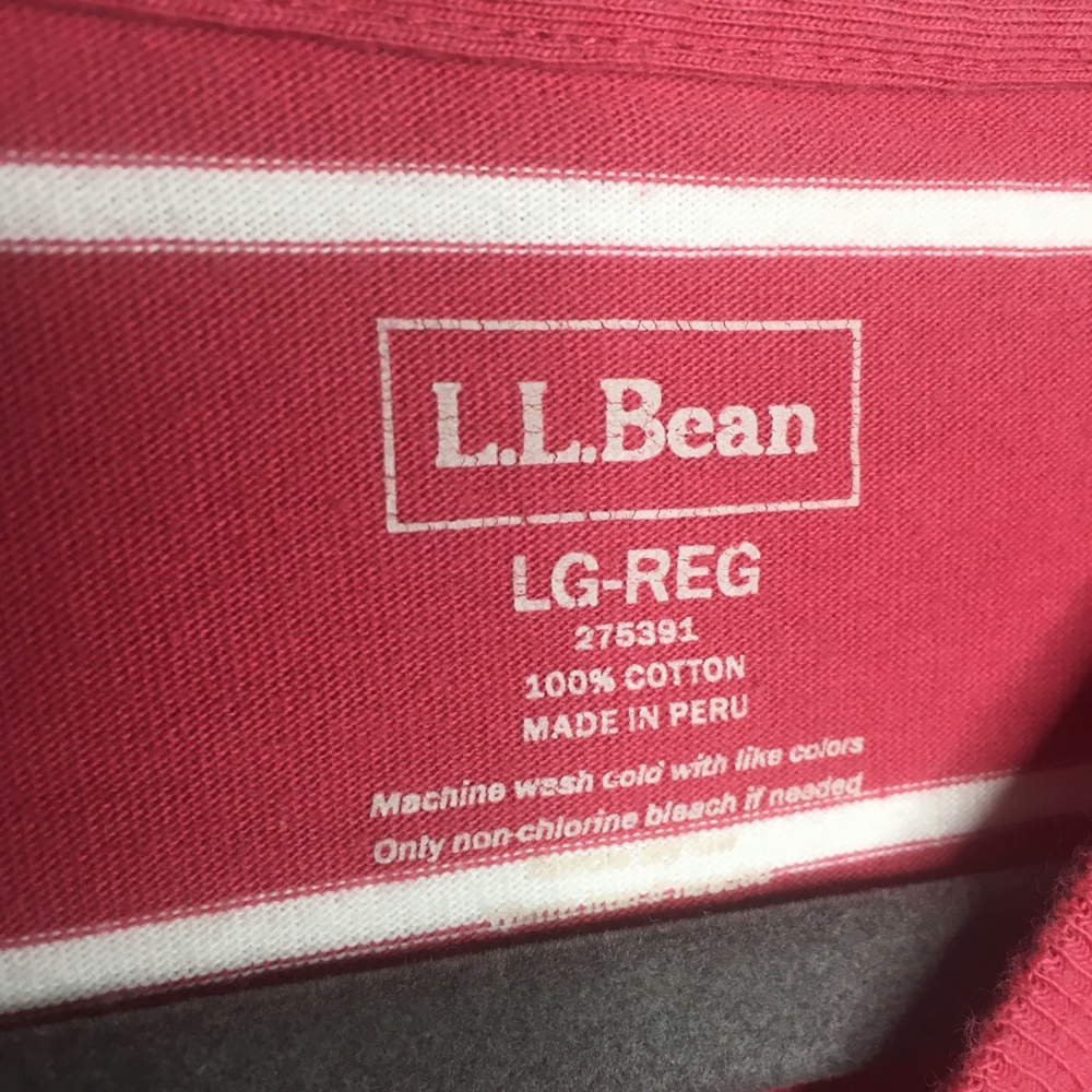 L.L. Bean Red and White Striped Short Sleeve Tee - Picture 3 of 5